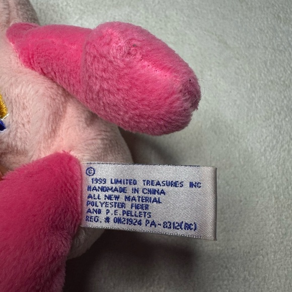 LIMITED TREASURES BIRTHDAY BEAR MEET " HAPPY " 1999 PINK BEAR - Picture 6 of 7